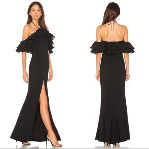 NWT Black off the shoulder ruffle gown